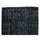 Vintage Handmade Turkish Wool Rug Over-Dyed in Black for Modern Interiors