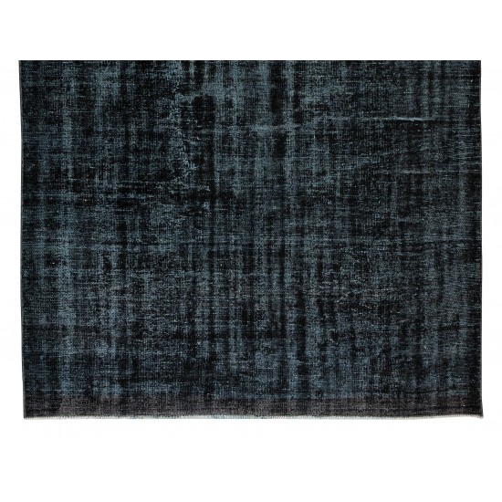 Black Over-Dyed Rug for Modern Home & Office Decor, Vintage Hand-Knotted Turkish Woolen Floor Covering Black Over-Dyed Rug for Modern Home & Office Decor, Vintage Hand-Knotted Turkish Woolen Floor Covering