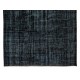 Vintage Handmade Turkish Wool Rug Over-Dyed in Black for Modern Interiors