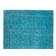 Vintage Handmade Anatolian Area Rug Over-Dyed in Teal, Ideal for Modern Home & Office Decor