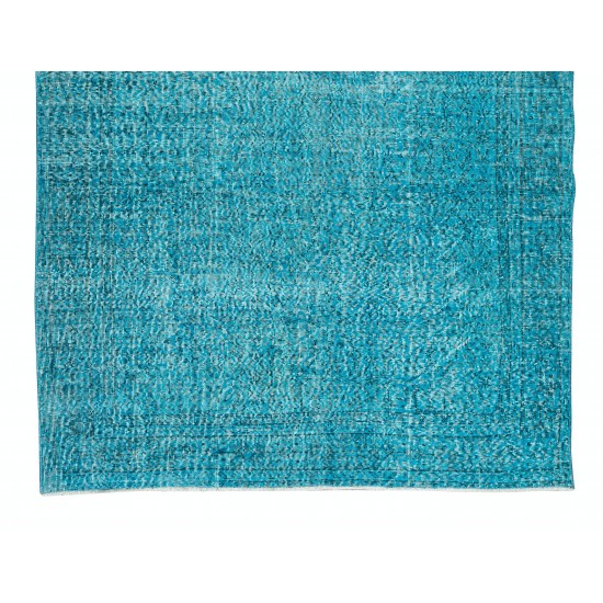 Vintage Handmade Anatolian Area Rug Over-Dyed in Teal, Ideal for Modern Home & Office Decor Vintage Handmade Anatolian Area Rug Over-Dyed in Teal, Ideal for Modern Home & Office Decor