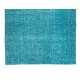 Vintage Handmade Anatolian Area Rug Over-Dyed in Teal, Ideal for Modern Home & Office Decor