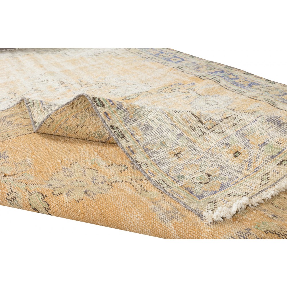 Distressed Vintage Handmade Anatolian Oushak Area Rug, Unique Wool Carpet