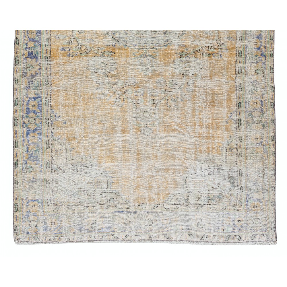 Distressed Vintage Handmade Anatolian Oushak Area Rug, Unique Wool Carpet