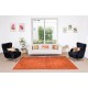 Distressed Vintage Handmade Turkish Wool Rug Over-Dyed in Orange, Modern Carpet