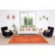 Distressed Vintage Handmade Turkish Wool Rug Over-Dyed in Orange, Modern Carpet