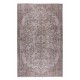 Gray Over-Dyed Rug with Floral Garden Design, Vintage Hand-Knotted Turkish Floor Covering