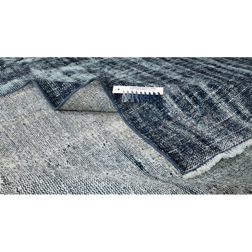 Vintage Handmade Turkish Area Rug Over-Dyed in Navy Blue, Ideal for Modern Home & Office Decor