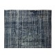 Vintage Handmade Turkish Area Rug Over-Dyed in Navy Blue, Ideal for Modern Home & Office Decor