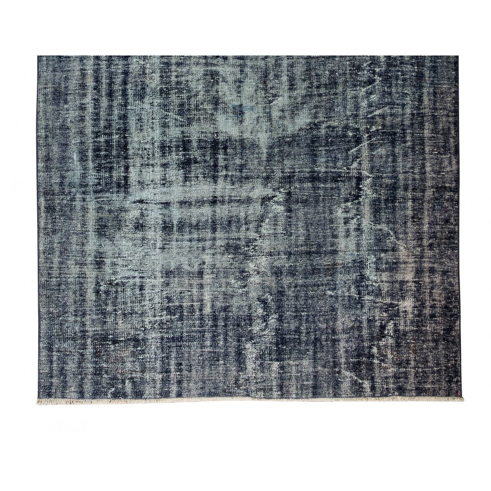 Vintage Handmade Turkish Area Rug Over-Dyed in Navy Blue, Ideal for Modern Home & Office Decor