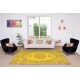 Modern Handmade Turkish Wool Rug Over-Dyed in Yellow, Vintage Medallion Design Carpet