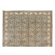 Handmade Turkish Area Rug, Vintage Floral Wool Carpet