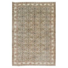 Handmade Turkish Area Rug, Vintage Floral Wool Carpet