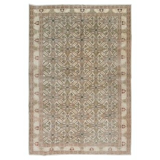 Handmade Turkish Area Rug, Vintage Floral Wool Carpet