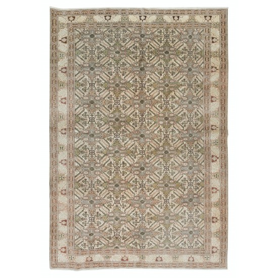 Handmade Turkish Area Rug, Vintage Floral Wool Carpet Handmade Turkish Area Rug, Vintage Floral Wool Carpet