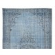 Vintage Handmade Turkish Area Rug Over-Dyed in Light Blue, Ideal for Modern Home & Office Decor Vintage Handmade Turkish Area Rug Over-Dyed in Light Blue, Ideal for Modern Home & Office Decor