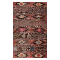 Vintage Hand-Woven Nomadic Turkish Kilim Rug 'Flat-Weave', 100% Wool