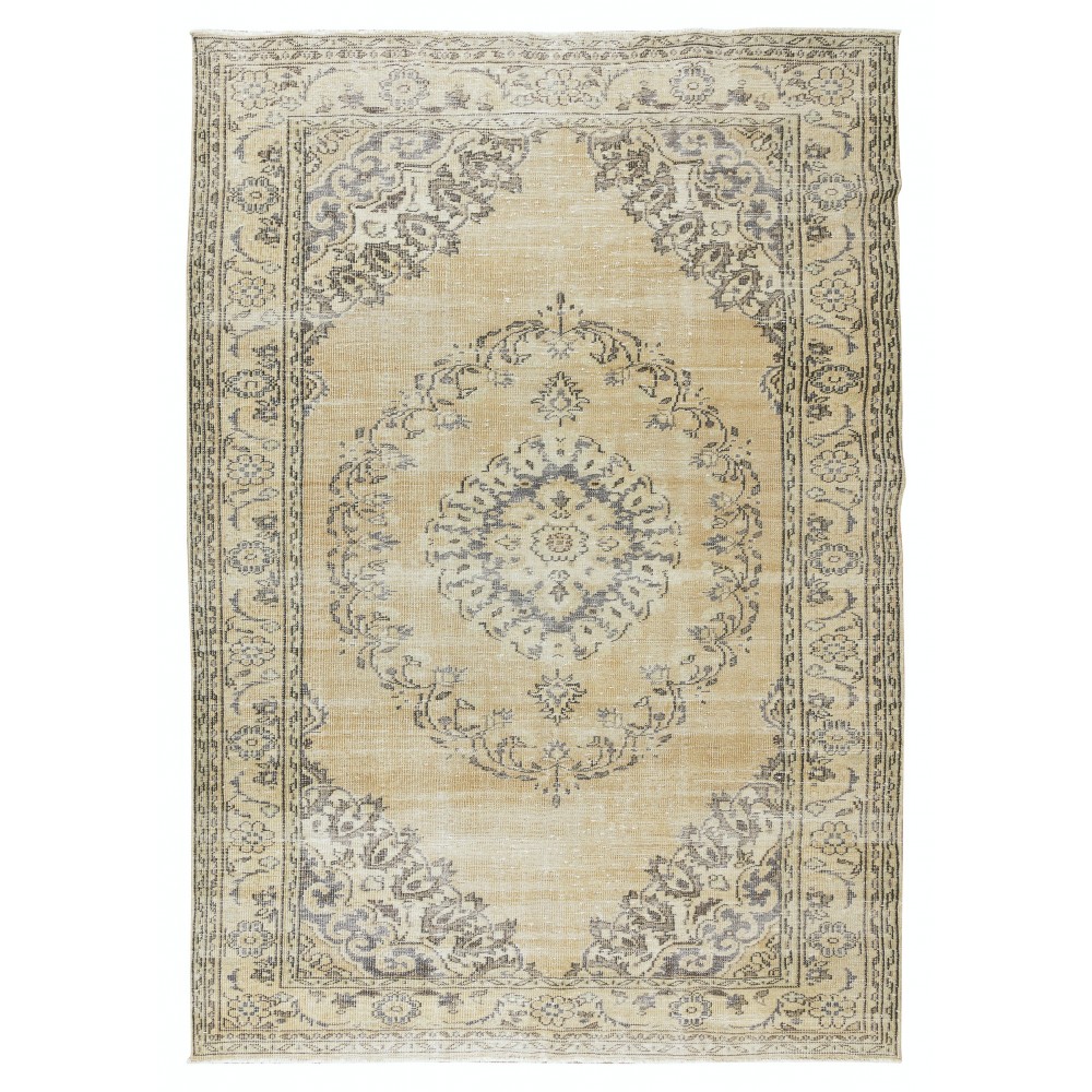 Vintage Handmade Turkish Oushak Wool Area Rug