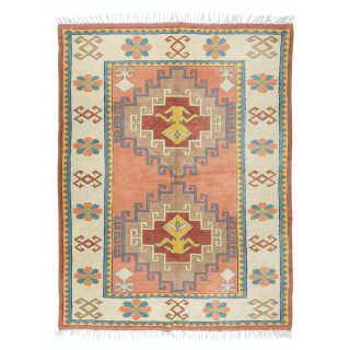 Handmade Geometric Pattern Turkish Area Rug, Modern Living Room Carpet, 100% Wool