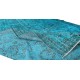 Handmade Vintage Turkish Wool Area Rug Over-Dyed in Teal, Ideal for Modern Home & Office Decor