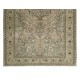 Handmade Turkish Kayseri Area Rug, Decorative Medallion Design Carpet in Shades of Green, 100% Wool
