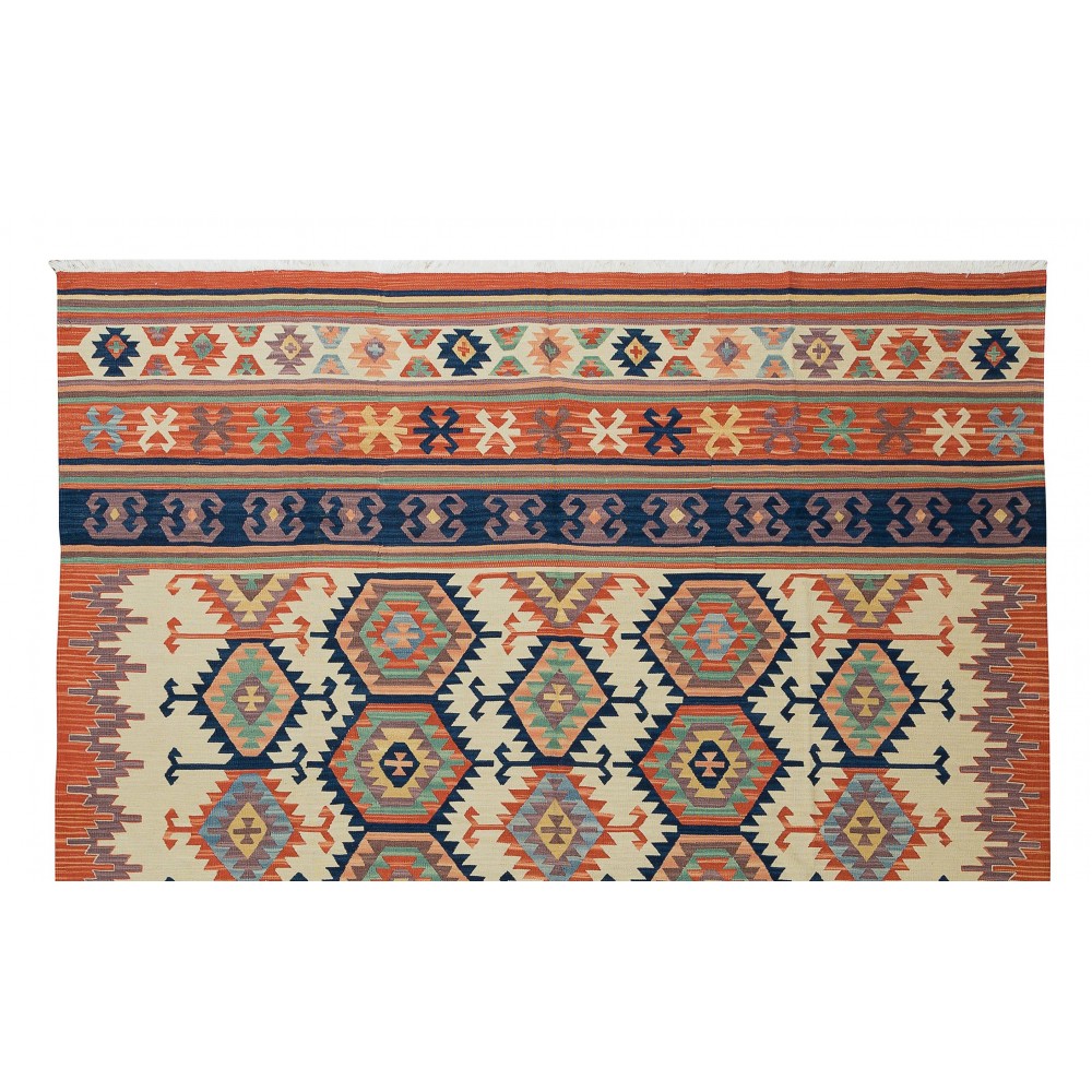 Vintage Turkish Kilim 'Flat-Weave', All Wool, Unique Handmade Rug