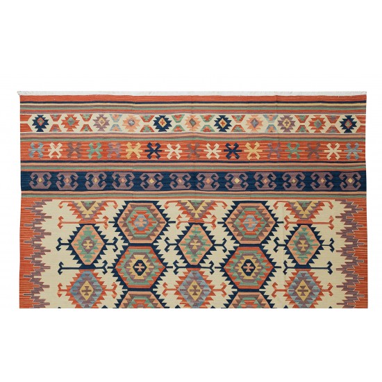 Vintage Hand-Woven Central Anatolian Kilim 'Flat-Weave', 100% Wool