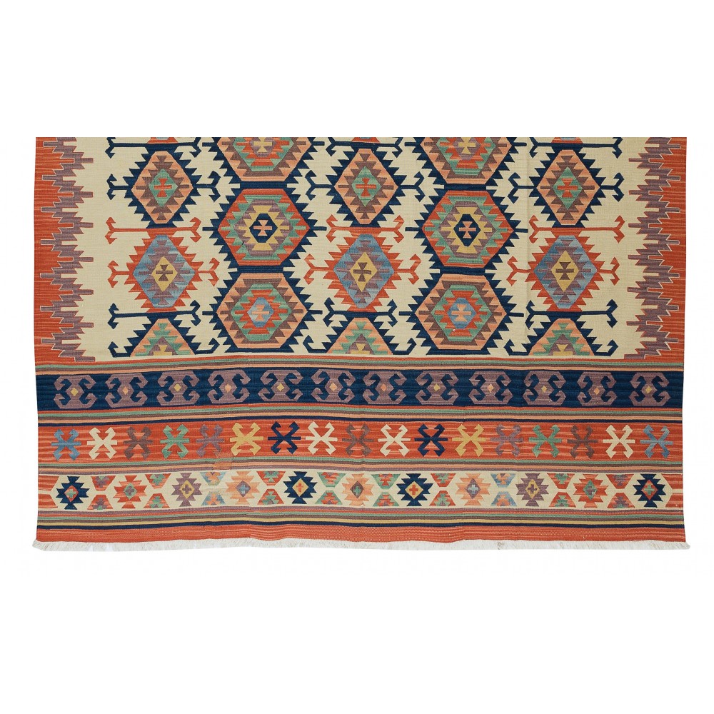 Vintage Turkish Kilim 'Flat-Weave', All Wool, Unique Handmade Rug