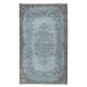 Handmade Vintage Turkish Wool Area Rug Over-Dyed in Light Blue, Ideal for Modern Home & Office Decor