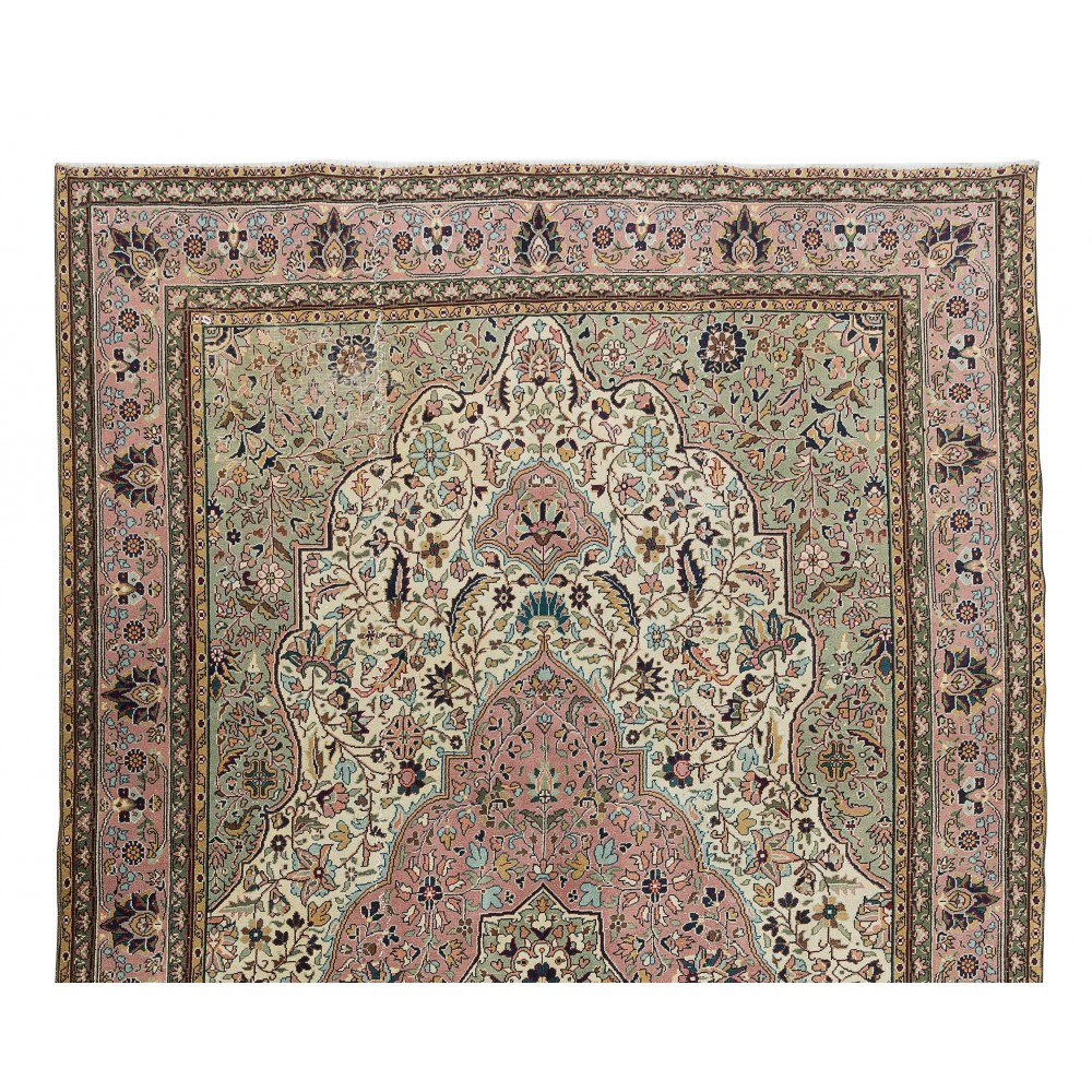 One of a Pair Handmade Turkish Kayseri Area Rug, Living Room Carpet, 100% Wool