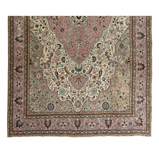 One of a Pair Handmade Turkish Wool Area Rug, Woolen Floor Covering
