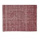 Turkish Vintage Distressed Area Rug Re-Dyed in Burgundy Red, Handmade Carpet for Contemporary Interiors