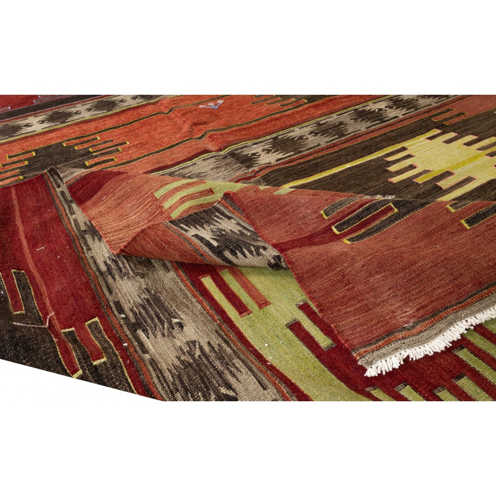 Vintage Hand-Woven Nomadic Central Anatolian Runner Kilim 'Flat-Weave', 100% Wool