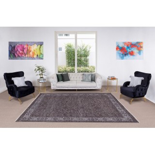 Hand Knotted Vintage Turkish Wool Rug Over-Dyed in Brown 4 Modern Interiors