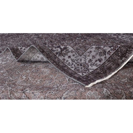Hand Knotted Vintage Turkish Wool Rug Over-Dyed in Brown 4 Modern Interiors Hand Knotted Vintage Turkish Wool Rug Over-Dyed in Brown 4 Modern Interiors