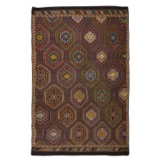 Vintage Turkish Jajim Kilim Rug, One of a Kind Hand-Woven Carpet Made of Wool