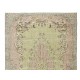 Handmade Anatolian Oushak Area Rug in Soft Colors with Floral Medallion Design. Vintage Carpet in Green, Pink & Brown Colors Handmade Anatolian Oushak Area Rug in Soft Colors with Floral Medallion Design. Vintage Carpet in Green, Pink & Brown Colors