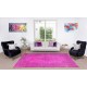 Anatolian Vintage Rug Re-Dyed in Fuchsia Pink, Hand Knotted Carpet for Contemporary Interiors