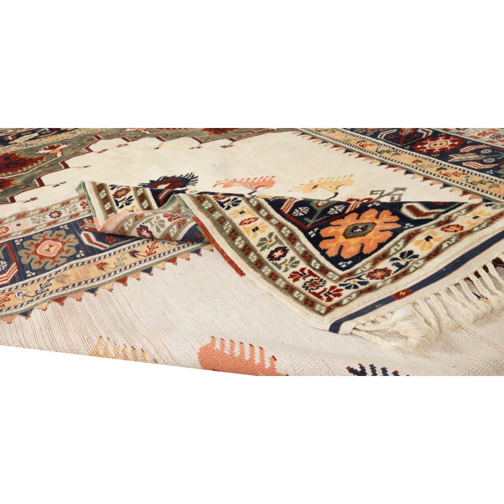 Handmade Anatolian Area Rug with Geometric Medallion Design, 100% Wool