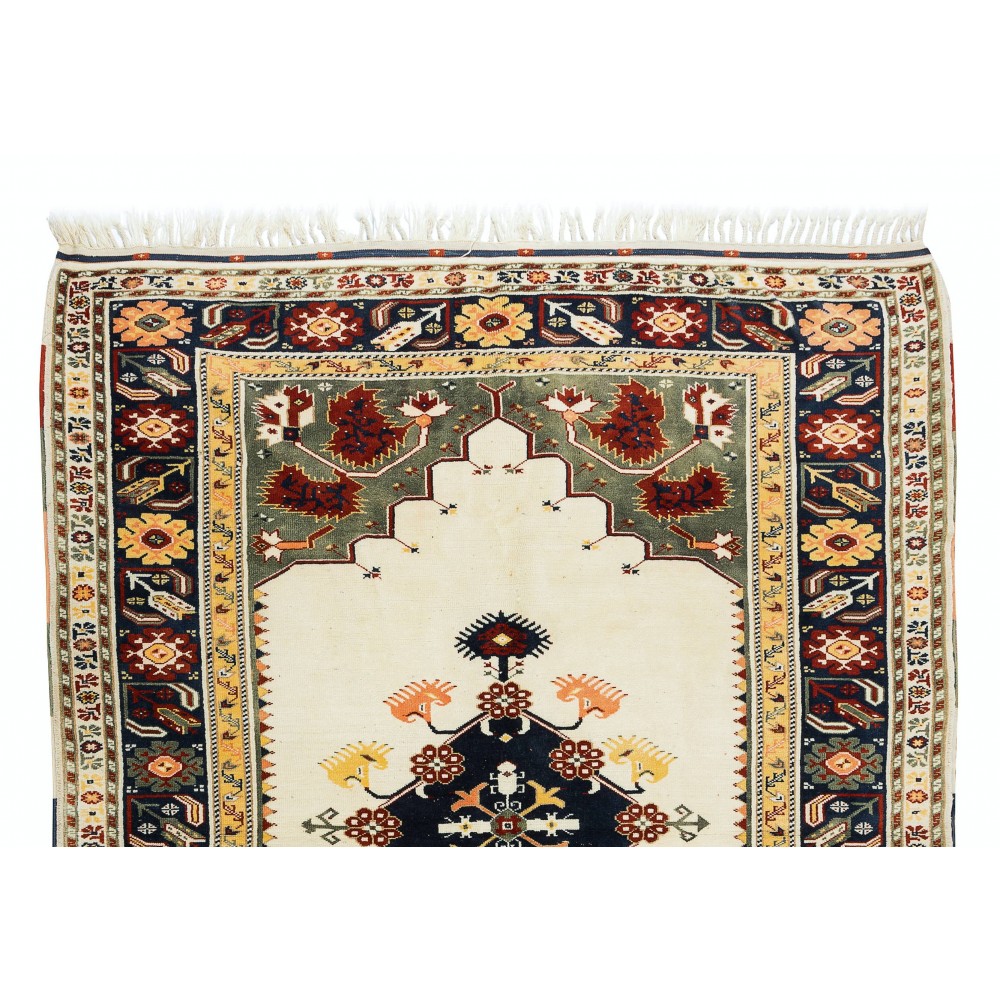 Handmade Anatolian Area Rug with Geometric Medallion Design, 100% Wool