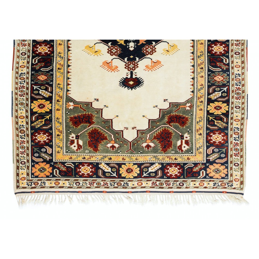 Handmade Anatolian Area Rug with Geometric Medallion Design, 100% Wool