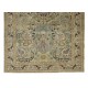 Handmade Turkish Kayseri Area Rug, Vintage Medallion Design Carpet in Shades of Green, 100% Wool