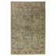 Handmade Turkish Kayseri Area Rug, Vintage Medallion Design Carpet in Shades of Green, 100% Wool
