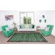 Vintage Green Rug, Handmade Turkish Wool Area Rug Overdyed in Green