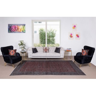 Modern Handmade Turkish Area Rug in Burgundy Red, Green, Black and Gray Colors Modern Handmade Turkish Area Rug in Burgundy Red, Green, Black and Gray Colors