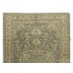 Hand Knotted Vintage Anatolian Oushak Wool Area Rug in Shades of Green