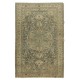 Hand Knotted Vintage Anatolian Oushak Wool Area Rug in Shades of Green