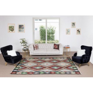 Vintage Hand-Woven Turkish Kilim Rug, Flat-Weave Floor Covering