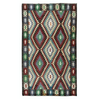 Vintage Hand-Woven Turkish Kilim Rug, Flat-Weave Floor Covering