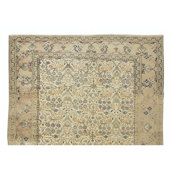Hand Knotted Vintage Anatolian Oushak Wool Area Rug, Authentic 1960s Floor Covering Hand Knotted Vintage Anatolian Oushak Wool Area Rug, Authentic 1960s Floor Covering